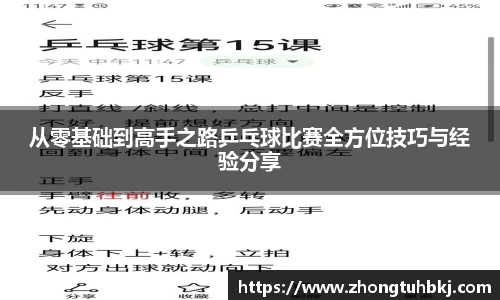 从零基础到高手之路乒乓球比赛全方位技巧与经验分享
